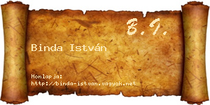 Binda István névjegykártya